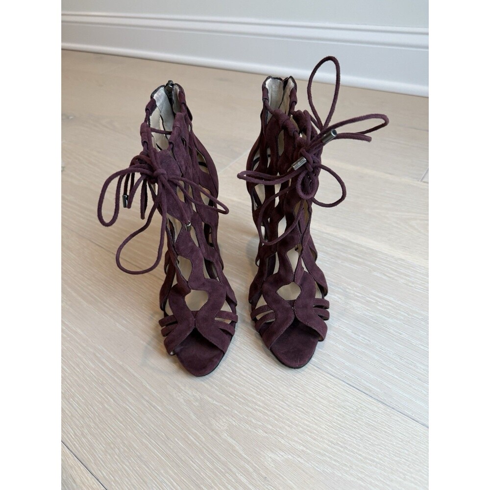 Alexandre Birman Burgundy Heels-37-Cutouts And Ankle Ties